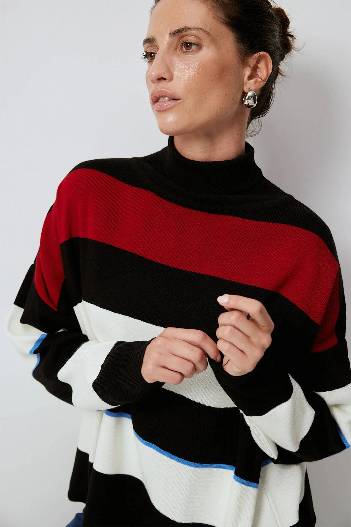 Turtleneck Striped Knit Sweater