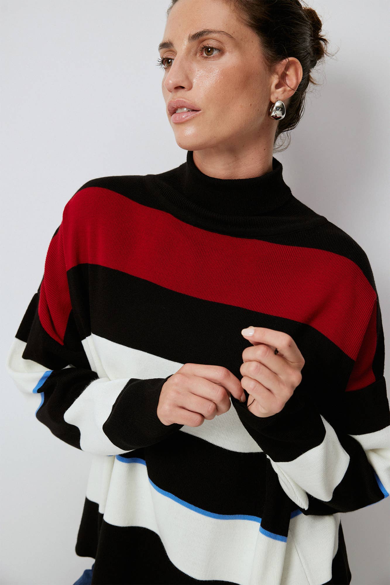 Turtleneck Striped Knit Sweater