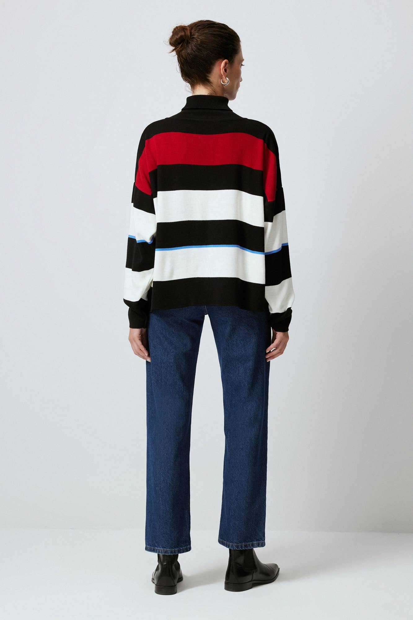 Turtleneck Striped Knit Sweater